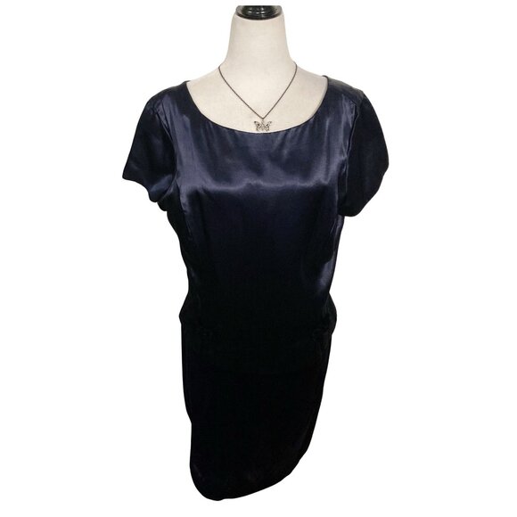 Jessica Mcclintock For Gunne Sax Dresses & Skirts - JESSICA MCCLINKTOCK Vintage dark blueish purple satin & velvet dress ~ LARGE XL